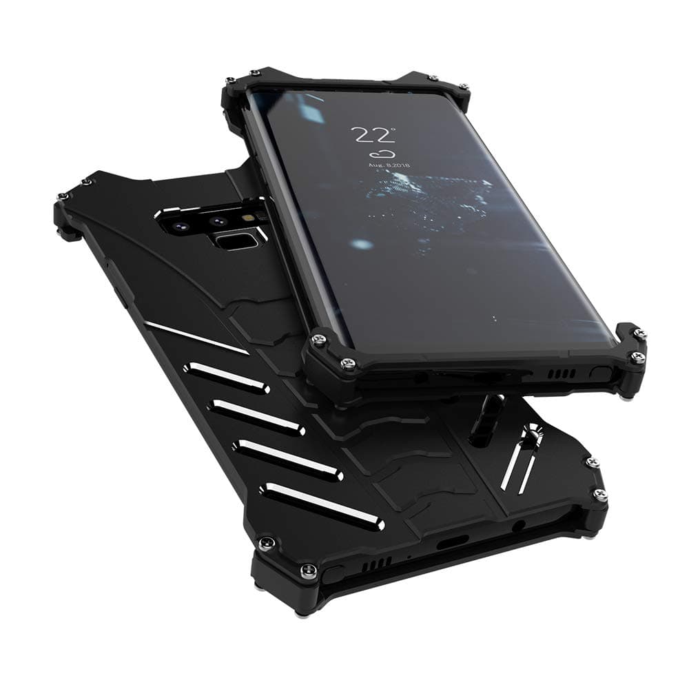 for Samsung Galaxy Note 9 Case,R-JUST Shockproof Aerospace Aluminum Metal Armour Defender Shell with Kickstand for Galaxy Note 9 (Black)