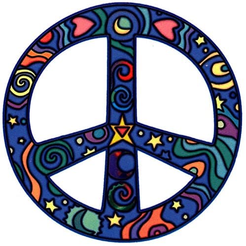 Cosmos Hippie Peace Sign - Window Sticker / Decal - Circular 4.5” Translucent