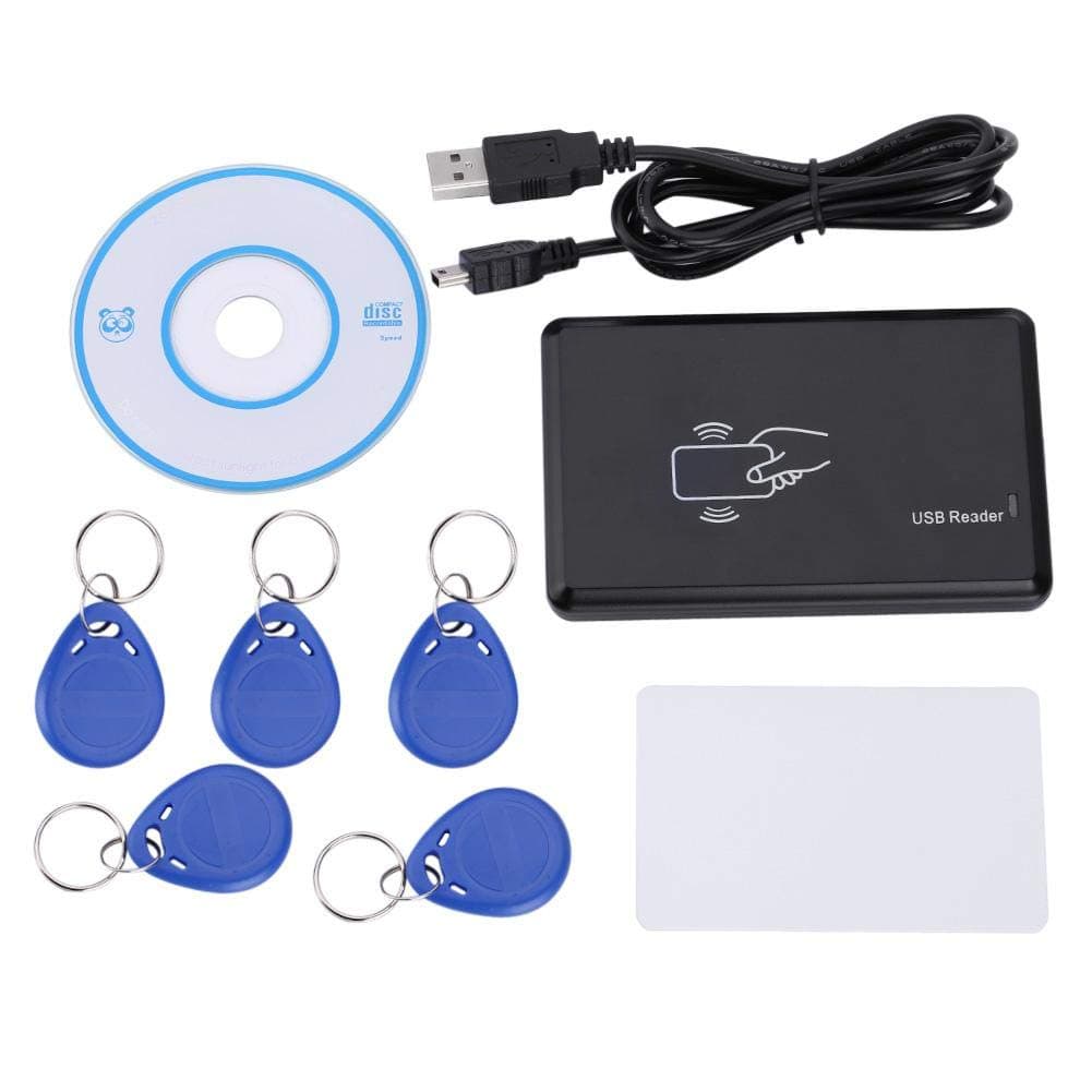 Standalone Access Control Card Reader, 125khz USB RFID ID Card Reader & Writer & Copier/Duplicator with 5pcs Key Tag for Home/Apartment/Factory Secure System