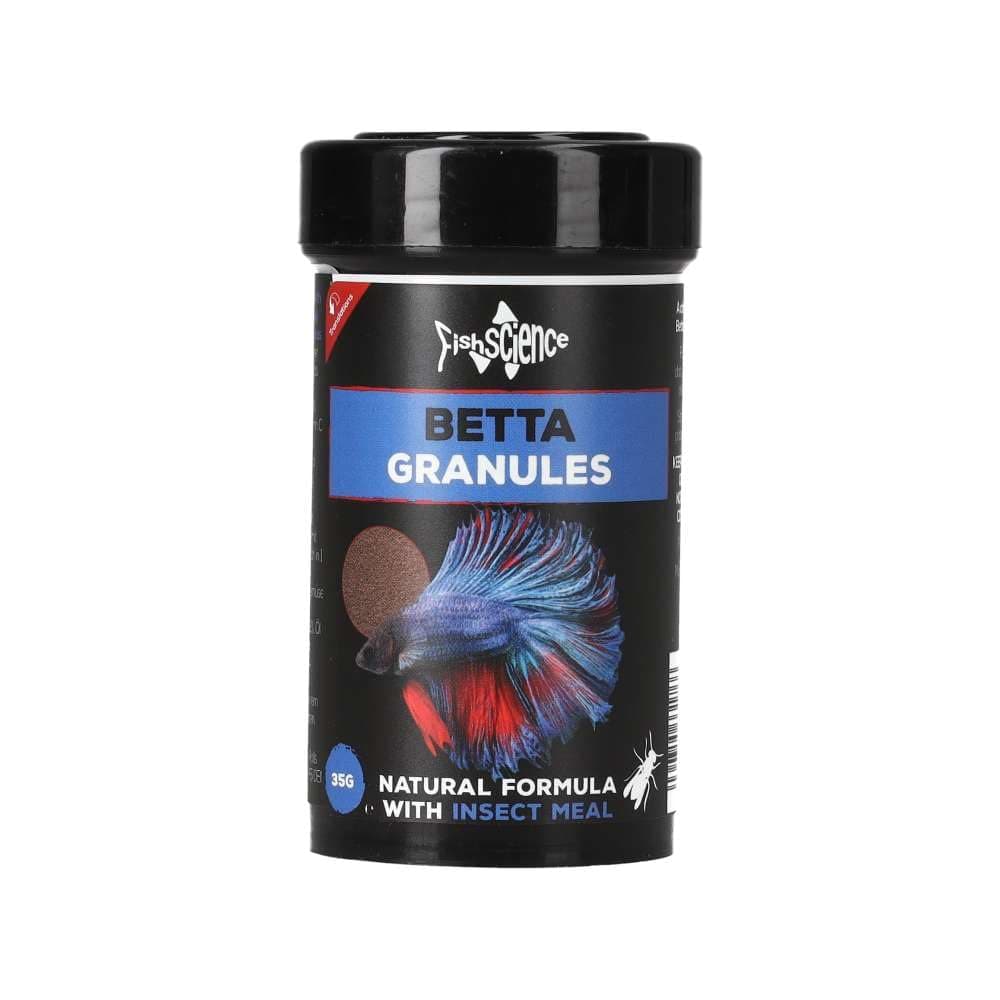 FishScience Betta Fish Food Granules Food 35g | 0.8mm Floating Pellets | 52% Protein Insect Based Diet for Siamese Fighting Fish | Aquarium Feed Growth & Immune Health – Natural Colour Enhancers