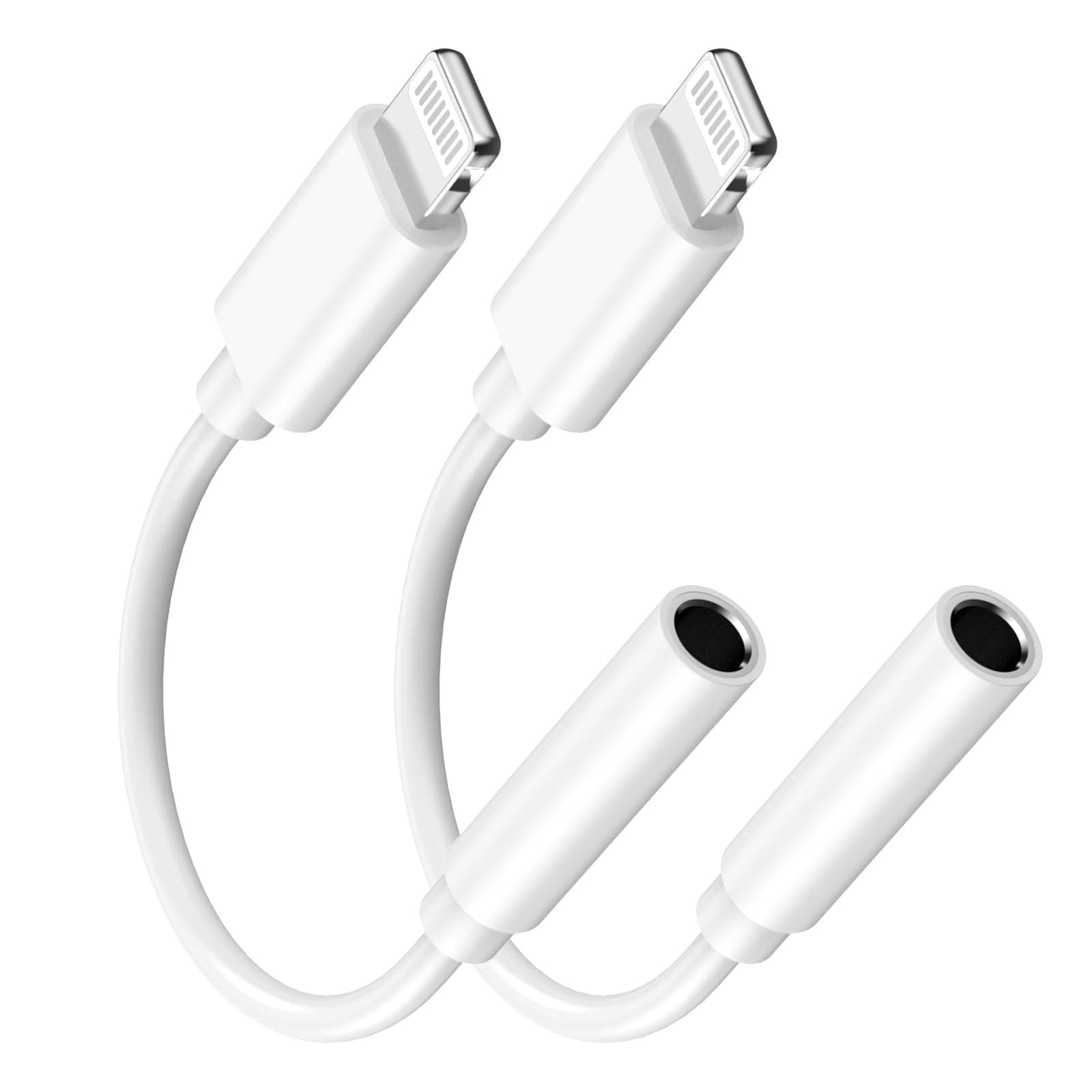 [Apple MFi Certified] Apple Lightning to 3.5 mm Headphone Jack Adapter, 2 Pack iPhone 3.5mm Headphone Aux Audio Converter Dongle Adapter for iPhone 14 13 12 11 Pro Max XS XR X 8, Support All iOS