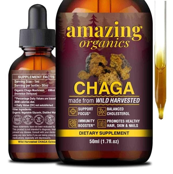 Chaga Mushroom Drops - Potent Extract for Natural Wellness, Easy-to-Use, Vegan Formula