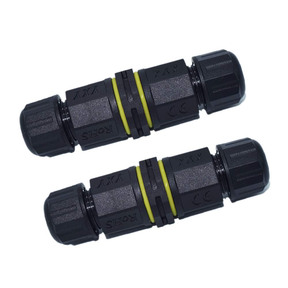 IP68 Waterproof Junction Box,3 Pole/Wire External Electrical Junction Box Cable Connector Protection for Underground Outdoor, Cable Range 0.18-0.39 in, Shielded, Field Installable-2 Way 3 Wires