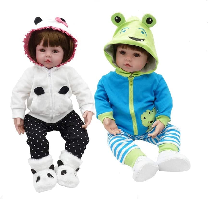 Zero Pam Lifelike Newborn Baby Dolls Twins Boy&Girl 18 Inch Realistic Preemie Silicone Babies RebornToddler Dolls Soft Handmade Real Life Reborn Baby Dolls for Twins Gift Set