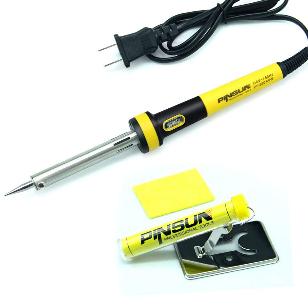 Electric Soldering Iron 60W with External Thermal Heating Core, 1 Solder Wire 1.0mm Dia, 1 Cleaning Sponge, 1 Stand