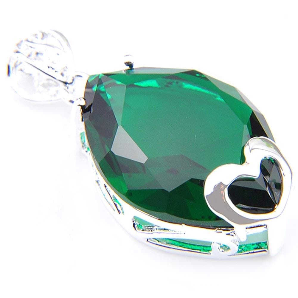 Luckyshine Classic Silver Pendants Necklacse Made with Square Green Quartz Crystals Jewelry for Women