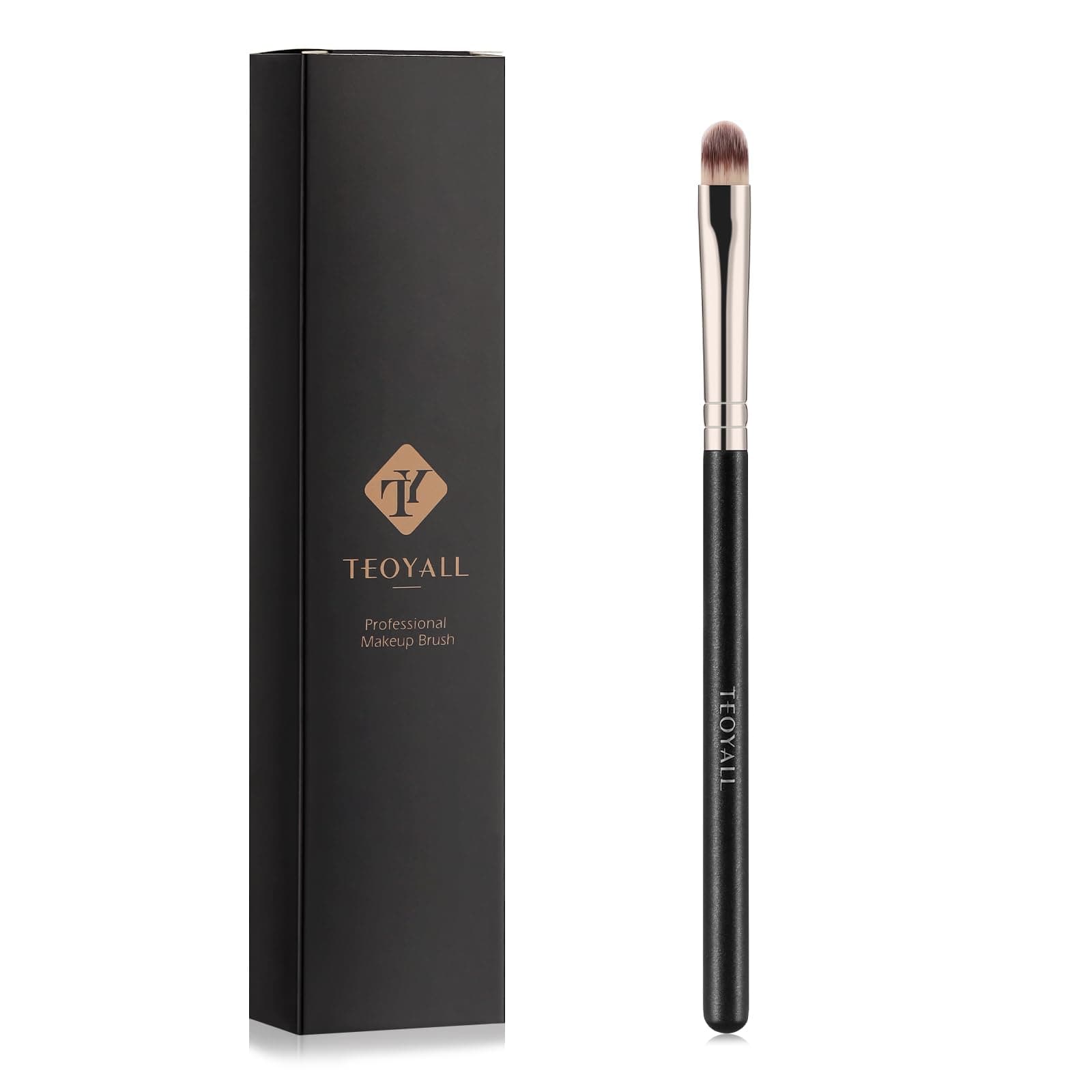 TEOYALL Flat Rounded Concealer Brush, Soft Dense Synthetic Bristles Blending Brush For Powder Cream Concealer Eyeshadow