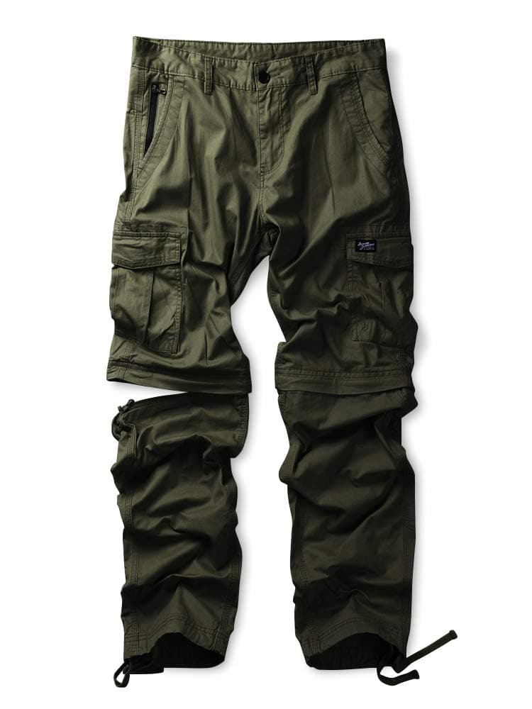 Men's Convertible Pants, Durable Zip Off Cargo Combat Trousers Shorts Army Green 32