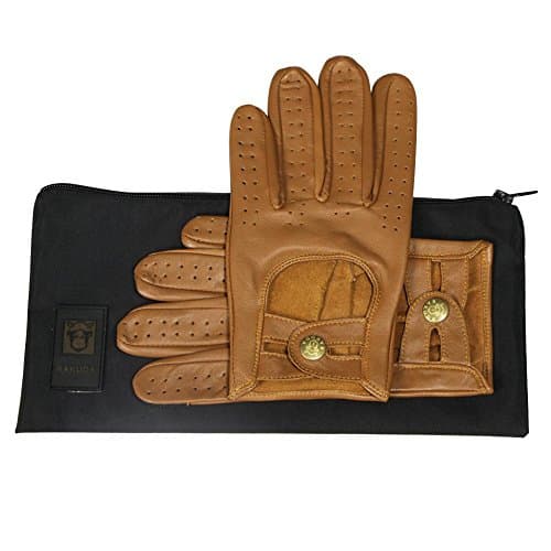 Elegant Leather Driving Gloves in Brown Size Medium