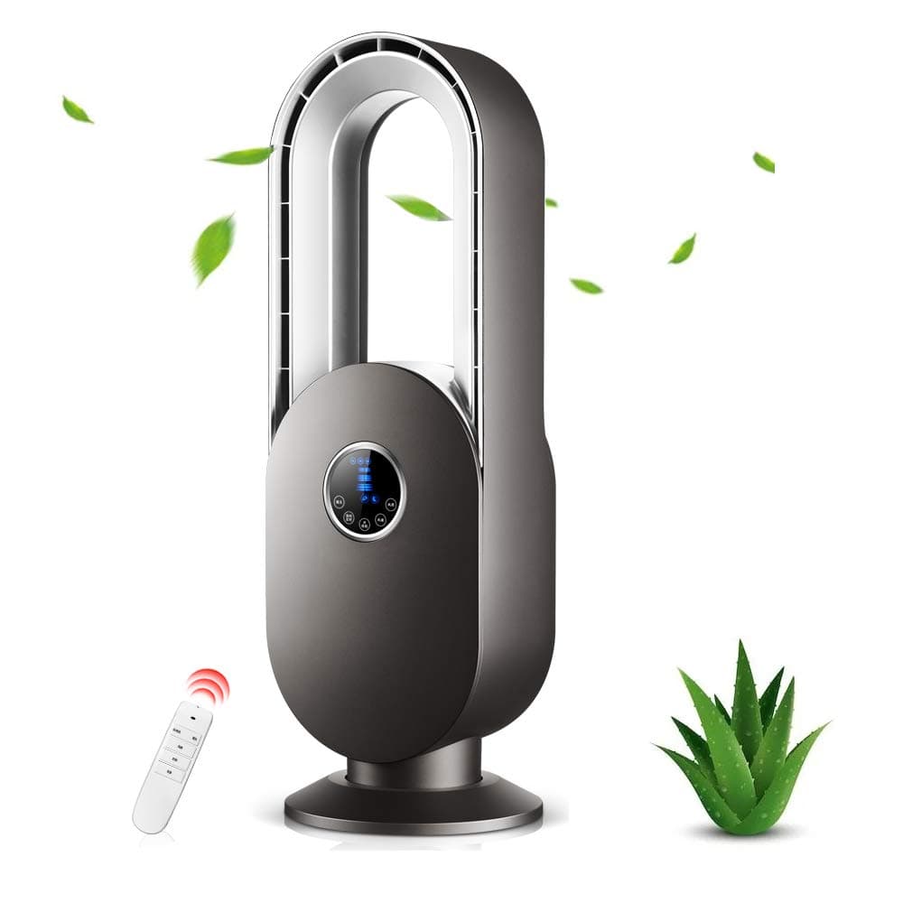 Bladeless Quiet Table Fan Remote Control -Air Circulator Fan,Gentle Breeze,3 Wind Speeds,15H Timer,Oscillating Fan For Office Home Dorm Baby Use Metallic Gray|champagne Gold