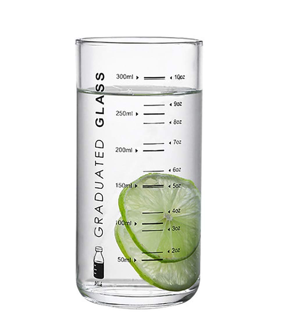 Glass Measuring Cup 10 Oz For Milk,Juice,Milkshake, vegetable, coffee, salad, ice cream (Black) (Black)