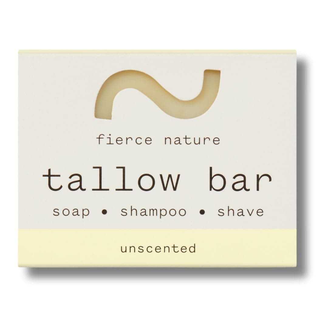 fierce nature Multi-Use Pure Tallow Bar | Organic & Natural Moisturising Bar for Face, Body, Hands & Hair | Non-Toxic Skincare Essential (Unscented)