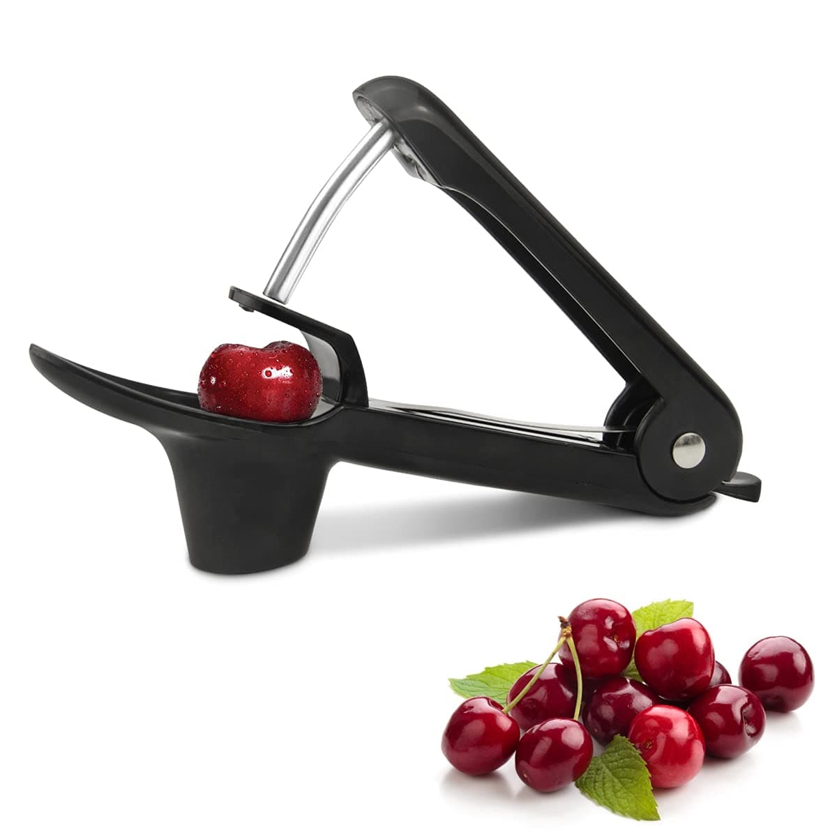 TaurusScrew Cherry Pitter Tool, Cherry Pit Remover Tool, Cherry Picker, Fruit Core Remover Design for Make Delicious Cherries Dishes and Cocktail Cherries (Black)