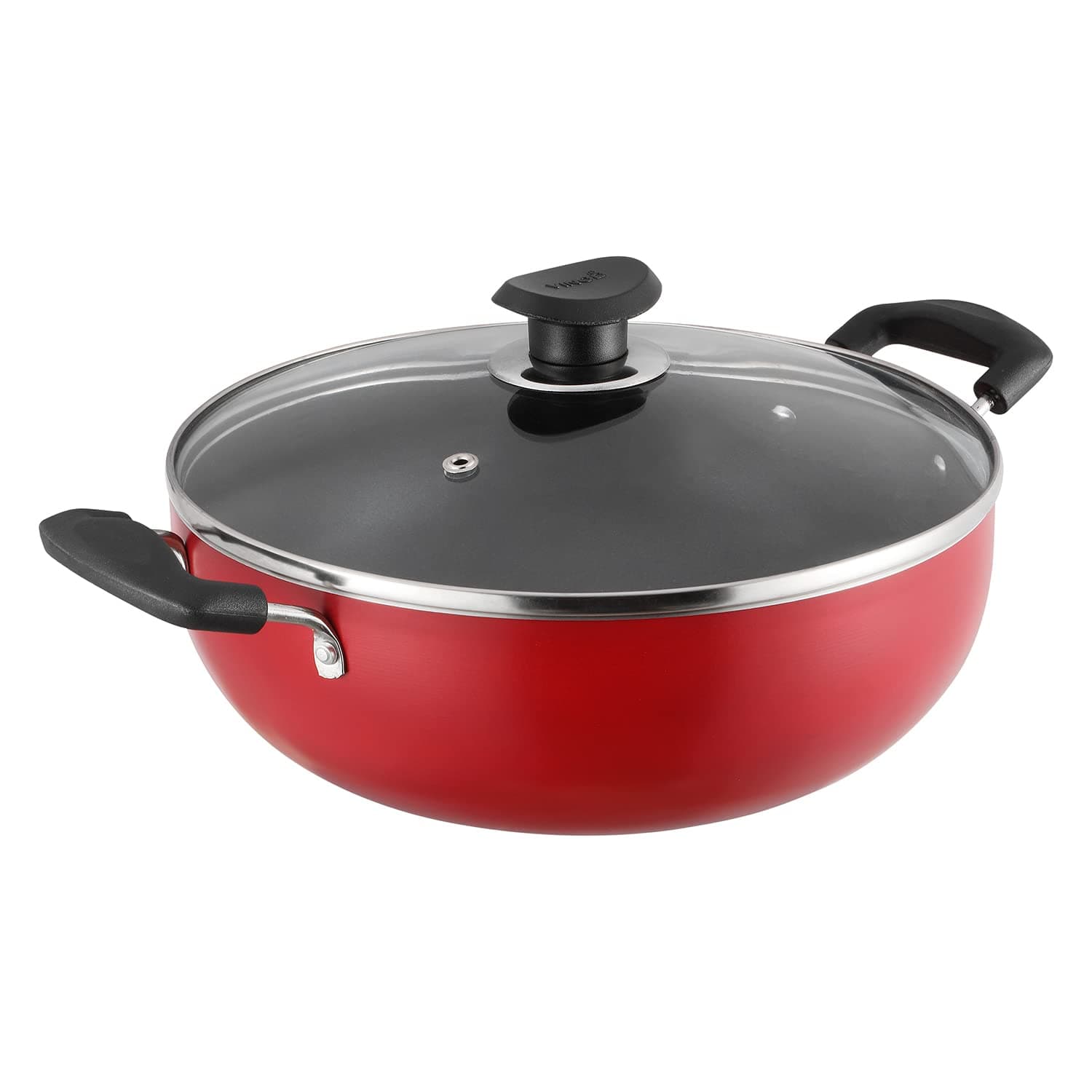 Vinod Zest Non-Stick Deep Kadai with Glass Lid- 26 cm, 4.1 L