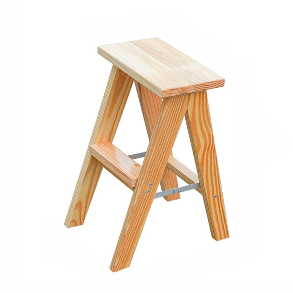 ZCF Step Ladders Wood 3-Step Ladder, Folding Step Stool Portable Save Space Stairs Stool Anti-skid Stairs for Home Kitchen Dining Table High Bench (Color : Style1)