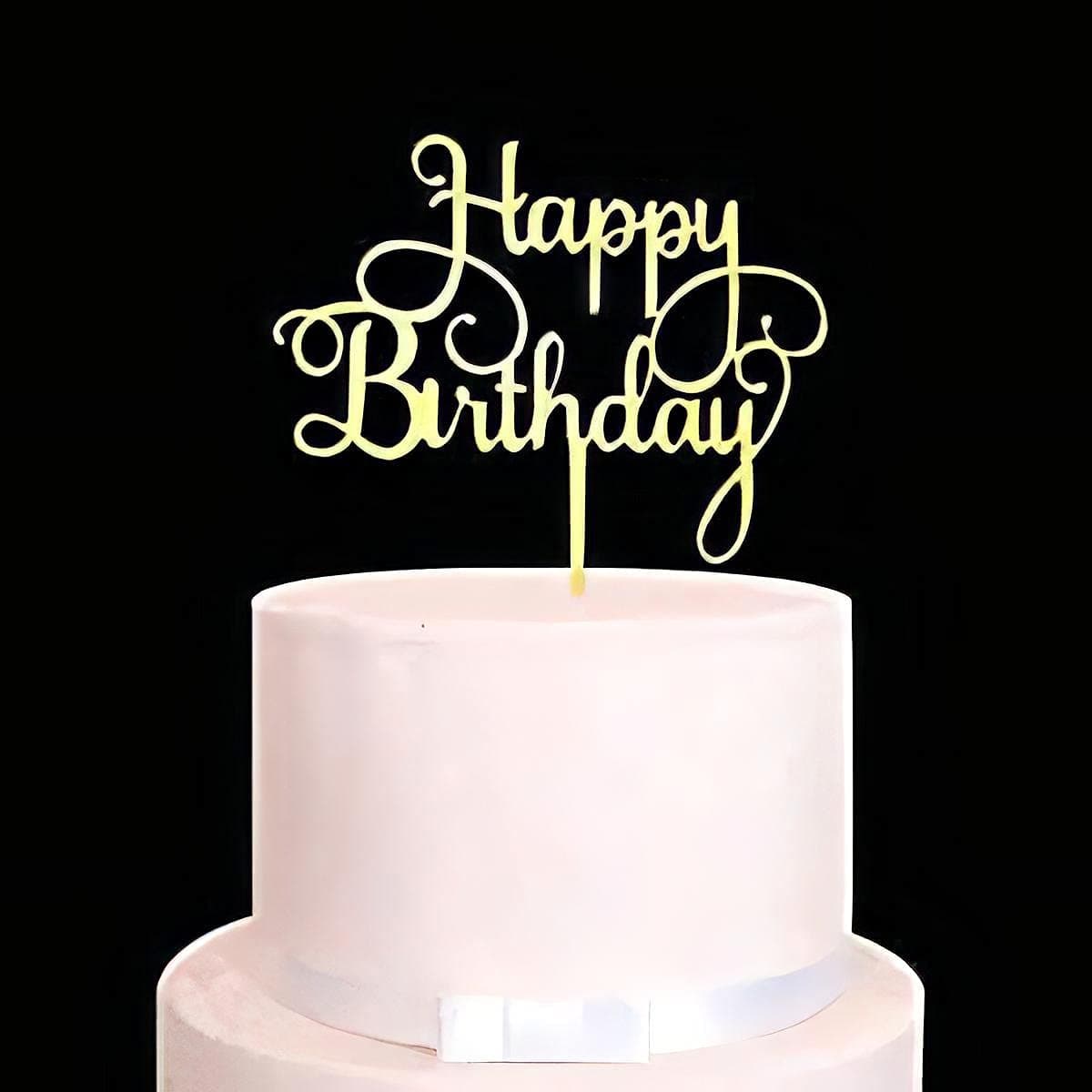 Propsicle Happy Birthday Acrylic Cake Topper - Gold - Reusable Party Cake Decoration for Kids & Adults, Prince/Princess Themes, Photo-Friendly Shine