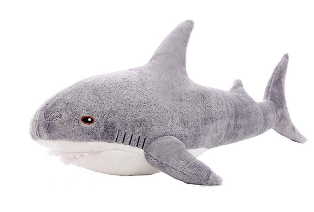 100cm Giant Huge Cute Animals Toy,Soft Fluffy Plush Shark Toy,Large Soft Cotton-Filled Sea Animal Stuffed,Children's Shark Pillow,Crazy Birthday Present (Gray)