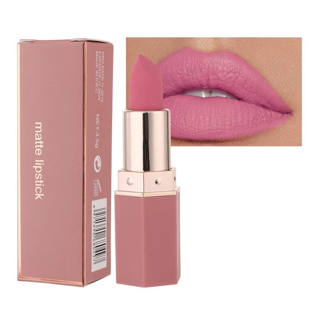 Matte Lipsticks for Women Long Lasting - Non Stick Cup Velvet Lip Gloss Lip Stain/Matte Nude Hot Pink Lipstick/Hydrating High Pigmented Smooth Lipsticks for Women Girls (02 Barbie pink)