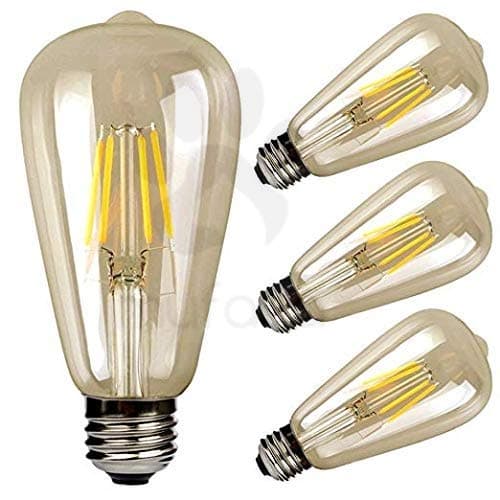 4-Watts e27 Screw Base 14cm LED Edison Vintage Antique Glass Light Bulb Decoration, Pendant Lamps, Chandeliers Yellow;Amber Light (Pack of 4)