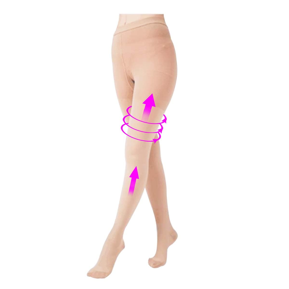 Compression Pantyhose for Women，20-30 mmHg Nurse Compression Stockings Closed Toe Graduated Support Hosiery for Varicose Veins, Edema (Beige, L)