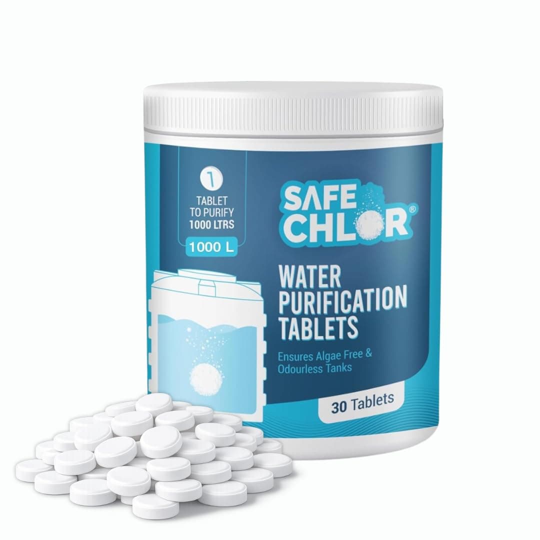 1000 L | Chlorine Tablets for Water Tanks of 1000 Ltrs, | Overhead & Underground Tanks | Water Purification Tablets | 1 Tablet to Treat 1000 liters | Pack of 30 Tablets for 30000 Ltrs