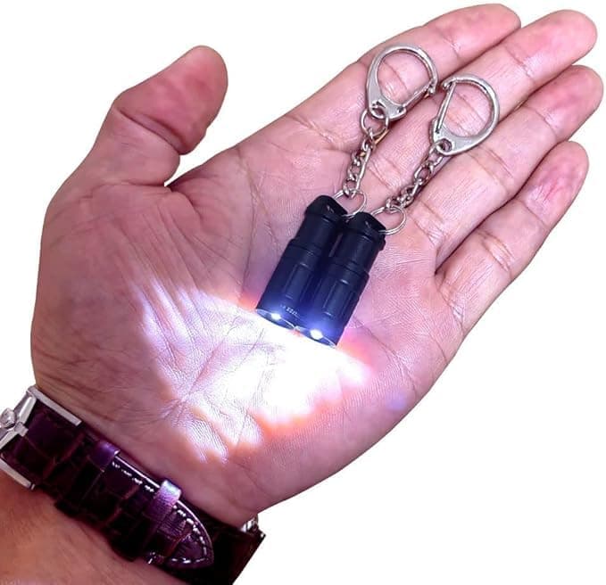e1 Smallest Flaghlight Tiny Micro Mini Keychain Light Bright Long Lifetime Key Ring Light for Everyday Emergency Outdoor Walking Dog Hiking Camping Standby Safety Lamp Gift for Parents Kids