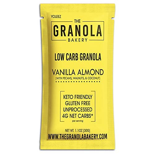 Granola Bakery - Vanilla Almond Low Carb Granola - 4g Net Carb, 10 Snack Packets, Low Sugar Keto Oatmeal, Gluten Free Nut Cereal, Diabetic Friendly, Natural Ingredients Only