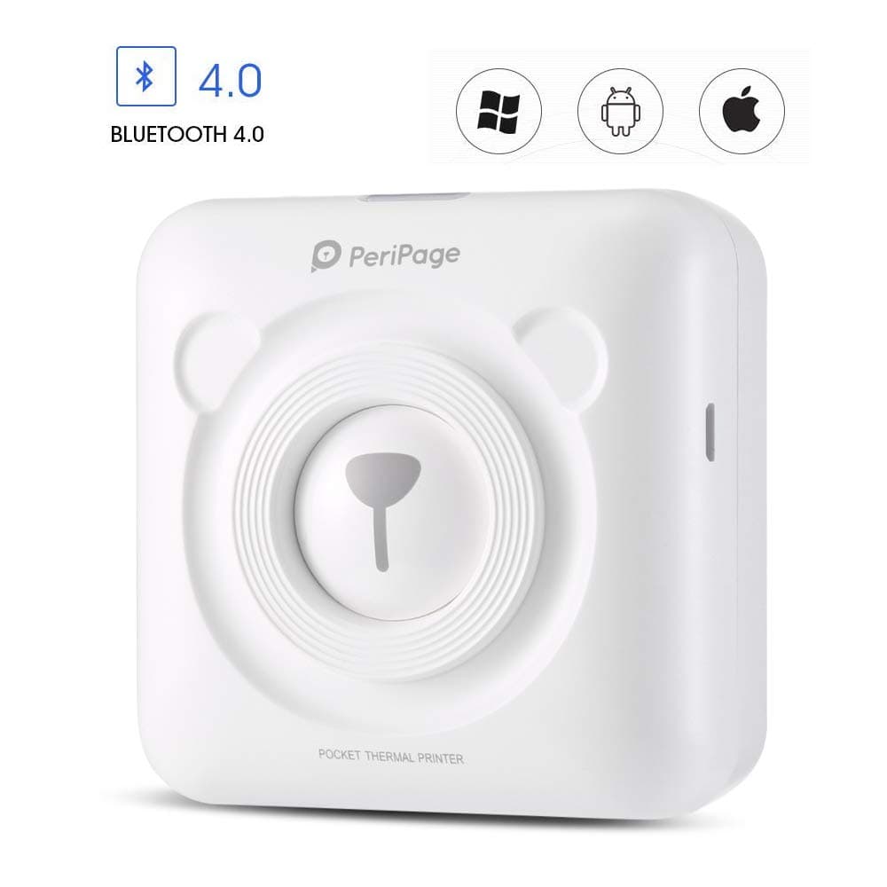 Wireless Bluetooth Printer A6 PeriPage Mini Photo Pocket Printer Sticker Thermal Label Sticker Receipt Printer Instant Printer Support Cellphone with Windows Android iOS System