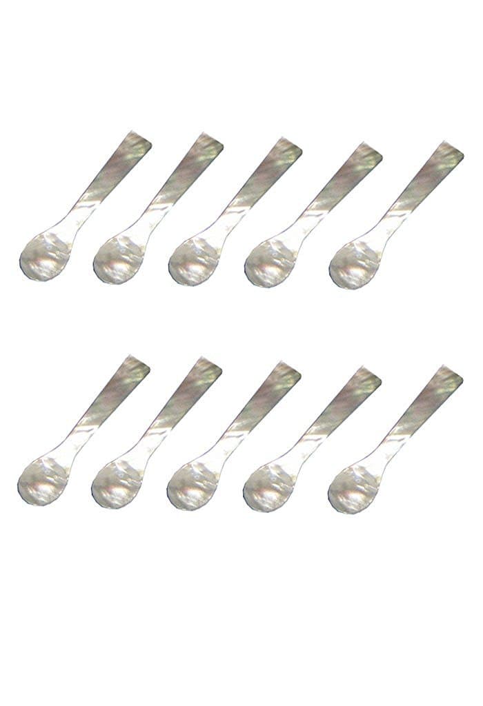 Cosmetic Spoon Mother of Pearl 2.5 Inches Pack of 10 Maquillage Brand