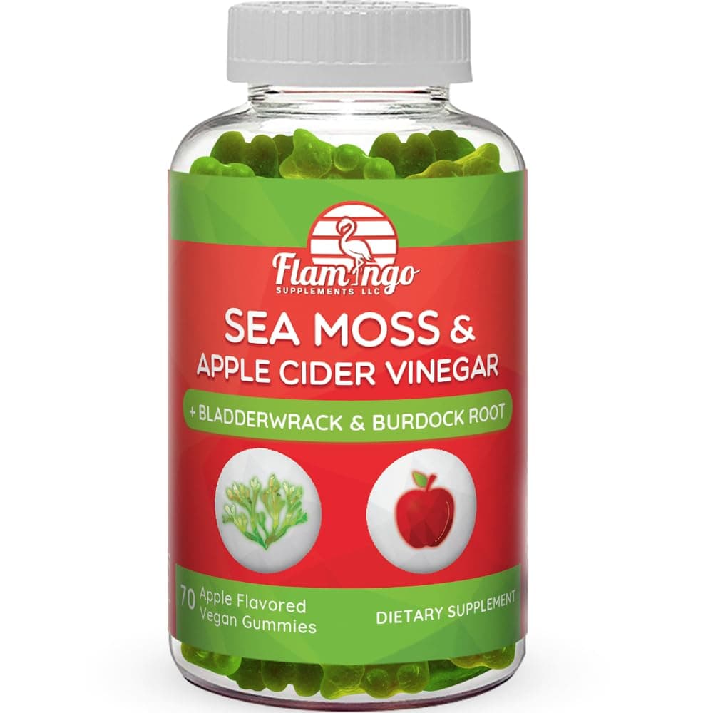 Sea Moss Gummies with Apple Cider Vinegar, Bladderwrack, and Burdock Root Organic- Sea Moss Gummies for Adults and Kids- Vegan, Organic, Irish Seamoss and ACV – 70 Ct