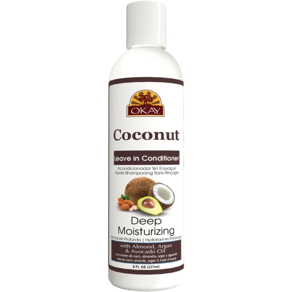 OKAY Coconut Leave In Conditioner - Hair Moisturizer For Women And Men, Contains Castor Seed Oil, Natural Hair Product For Hair Growth, Curly Hair Grease For Smooth, Moisturized Hair - 8 Oz