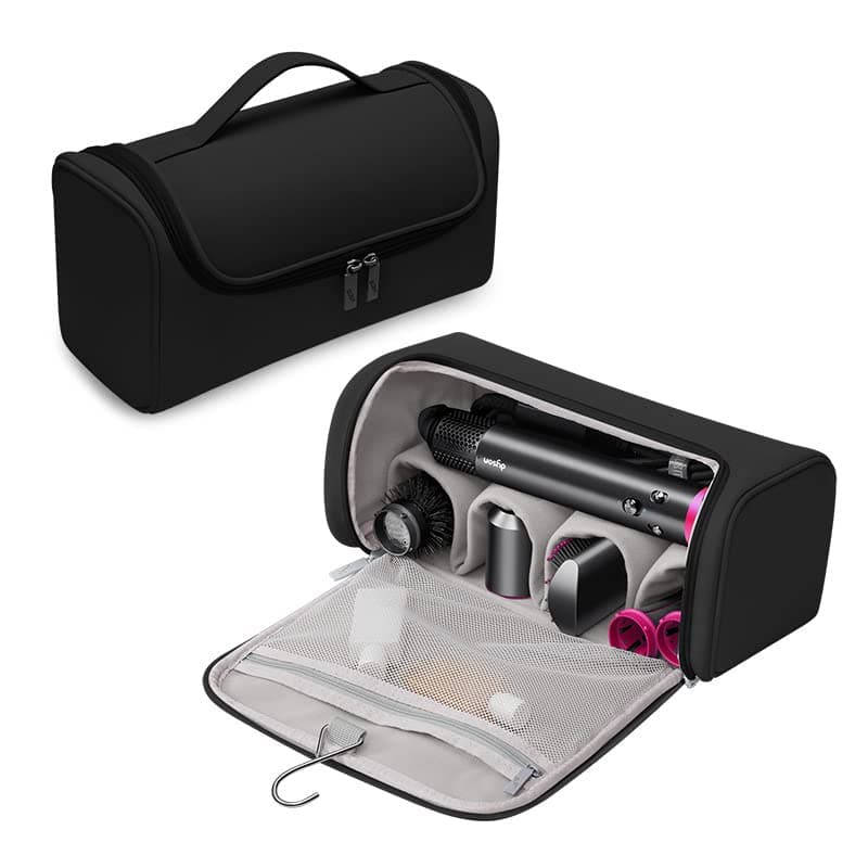 Travel Case for Dyson/Shark Flexstyle,PU waterproof Portable Travel Pouch with Hanging Hook, Carrying Case Compatible for Shark Flexstyle/Dyson Airwrap Complete Styler (Black)