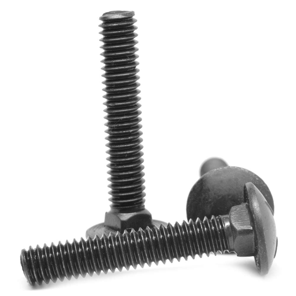 ASMC Industrial 1/4-20 x 2-1/2" Coarse Thread Grade 5 Carriage Bolt - Medium Carbon Steel for Heavy-Duty Fastening - Corrosion-Resistant Black Oxide Finish, Pack of 50
