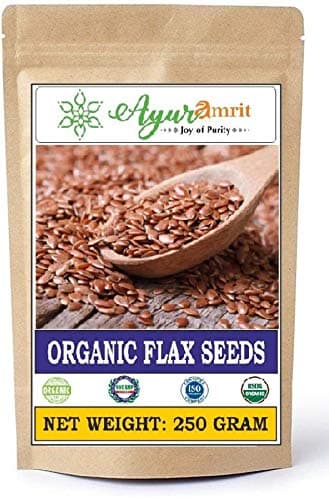 Ayuramrit 100% Organic USA Imported Premium Raw Whole Un-roasted Flax Seeds 250 Grm