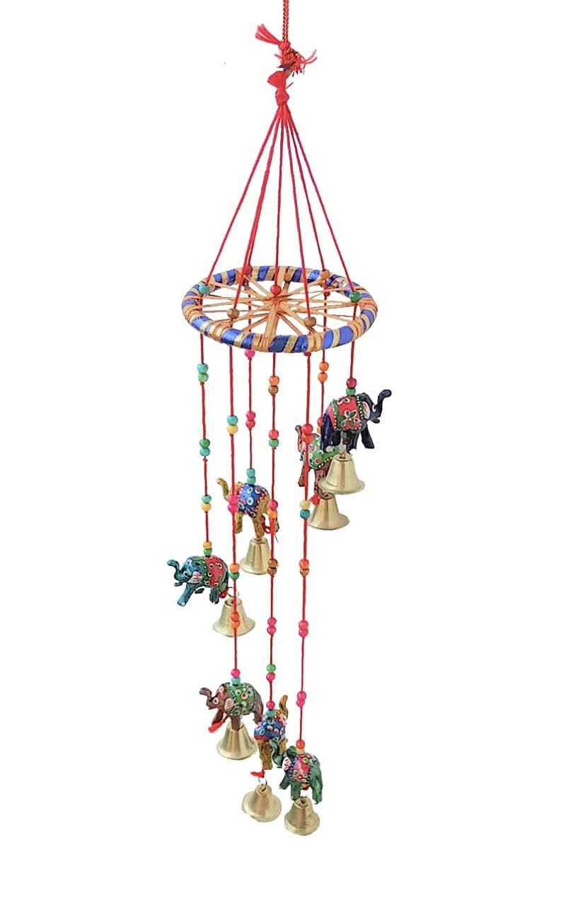 Windchaims Windchimes Jhoomar Hanging for Home Door, Wall, Temple, Bedroom, Decorative Accessories for Party, Christmas Decor, Wedding, Christmas Festivities Gift Size:- 20 Inch (Elephant Circular)