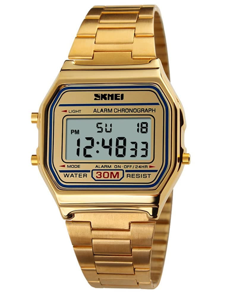 Women's Men's Luxury Fashion Digital Electronic Square LED Sports Watch Multifunction Waterproof Daily Alarm Gold Silver Wristwatch