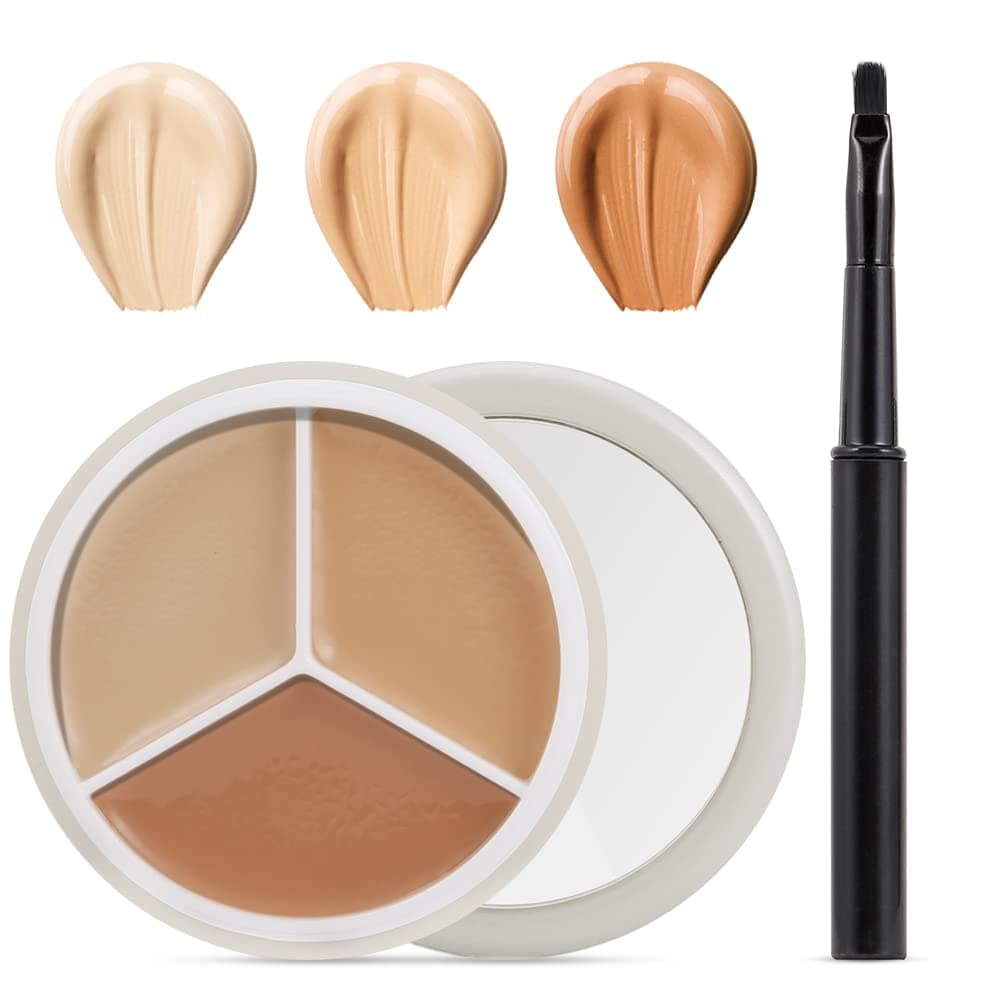 Erinde 3 Colors Mini Concealer Contour Palette, Cream Concealer, Contour And Brighten 3 In 1, Custom Blend Corrects & Conceals Dark Circles, Blemish, Long-Lasting, Travel Size Makeup Pallet 15g