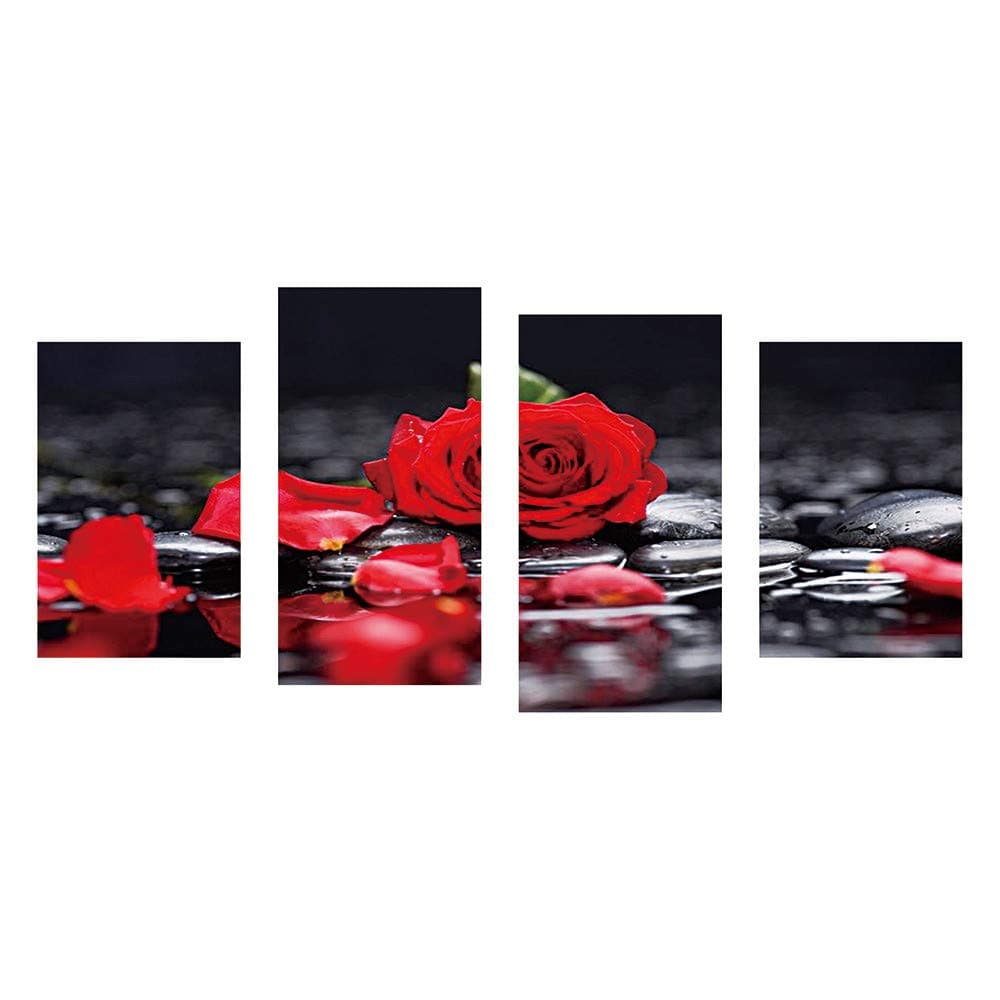 5D DIY Diamond Painting, Seaintheson Full Drill Red Rose Embroidery Rhinestone Crafts Stitch Kit - 5 Sets of Splicing Paintings - Home Living Room Decoration, 40 X 80CM