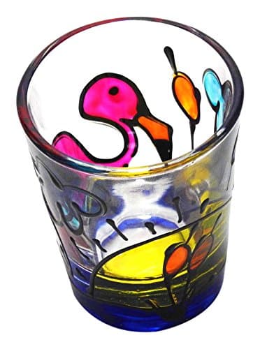 Hand Painted Shot Glass, Flamingo