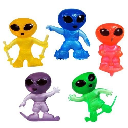 Tiny Mini Neon Alien Figures Lot of 25