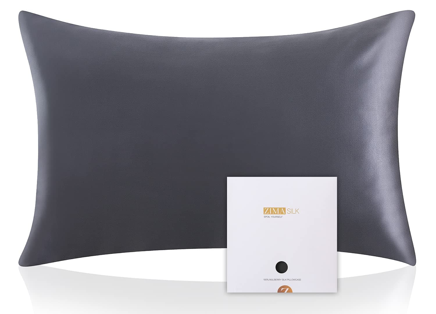 ZIMASILK 100% Mulberry Silk Pillowcase for Hair and Skin Health, Soft & Smooth, Both Sides Premium Grade 6A Silk, 600 Thread Count, with Hidden Zipper, 1pc (Standard 50x75 cm, Space Grey)