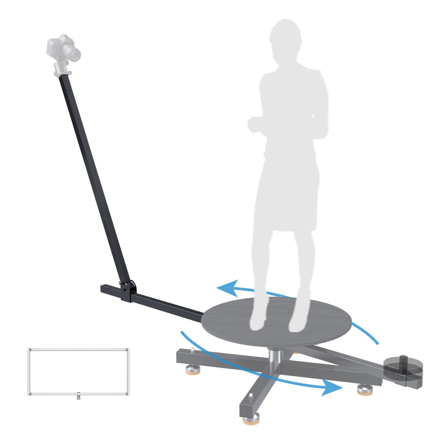 RAUBAY 360 Degree Spinner (Standard Edition) - Extension Kit with 48" Extension Pole & 20"x41" Background Bracket for Portrait, Selfie, 3D Body Scan, Commercial Photography