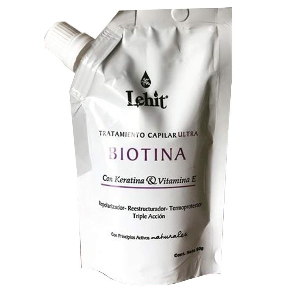 LehitUltra Hair Treatment Biotina with Keratin & Vitamin E | Tratamiento Capilar Ultra Con Queratina y Vitamina E 3.1oz-90gr