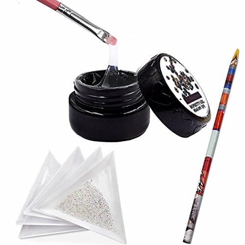 MOPRETTY Nail Art Sticker And 1440Pcs Mini Diamond Shining DIY Rhinestones with 5 Pcs White Triangular Plate Container + 1Pc Wax Pen +1Pc Painting Pen