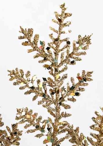 Package of 6 Holiday Gold Glitter Fern Sprays for Centerpieces, Decorating and Displaying