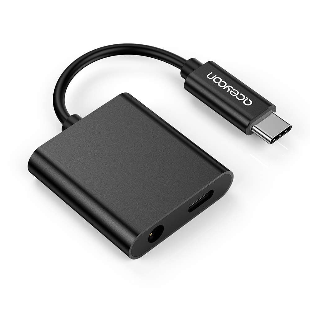 aceyoon USB C Splitter Audio and Charging, Type C Dongle Headphone Jack Charger 2 in 1 USBC to 3.5mm Earphone Aux Adapter Comaptible for Google Pixel 2/2 XL/3/3 XL