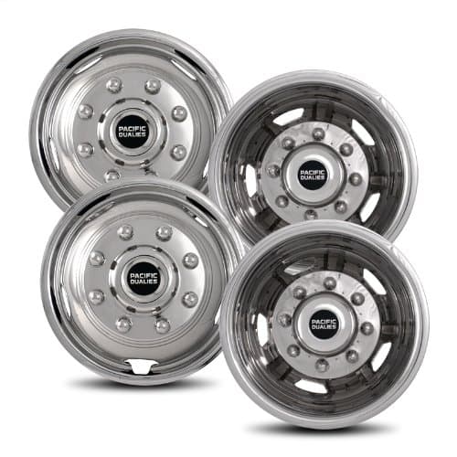 Pacific Dualies 30-1708 17" Polished Stainless Steel Wheel Simulator Kit with 8 Lug and 5 Vent Hole for Chevy 2011-2021 GMC 3500 Truck