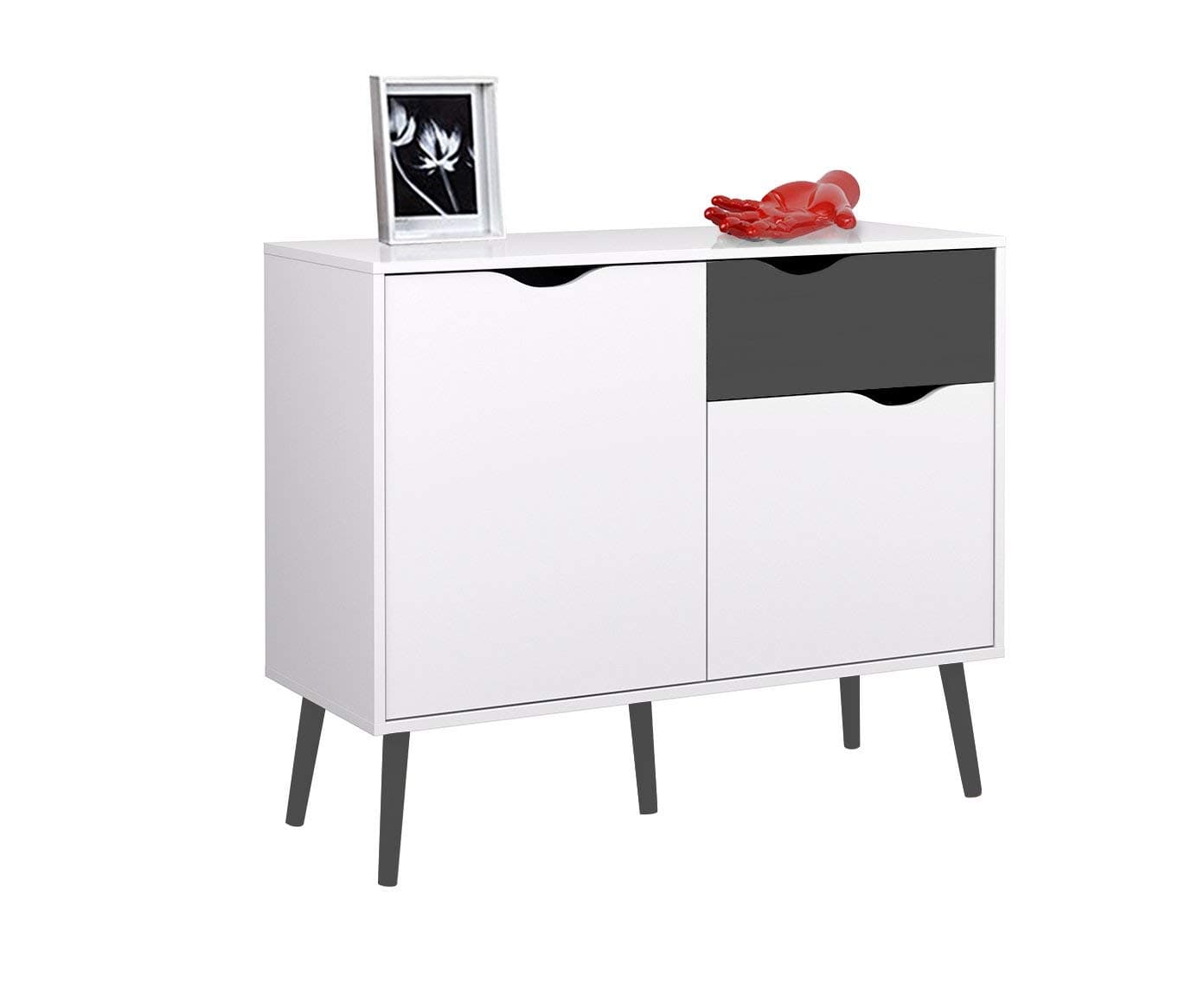 Esidra, Delta, Sideboard, White (White/Black) 99 x 39 x 82 cm