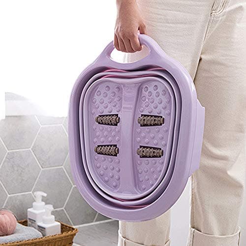 EASYBUY Foot Soaking Bath Tub Basin Tools,Foaming Massage Bucket, Heightening Plastic Rubber Portable Foot Bath Barrel for Household Accessories (Purple)