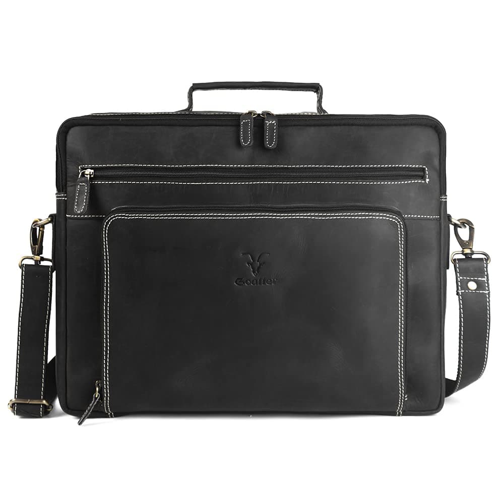 GoatterUnisex Adult Hunter Leather 16Inch Multi CompartMen'st Laptop Messenger Bag/Office Bag